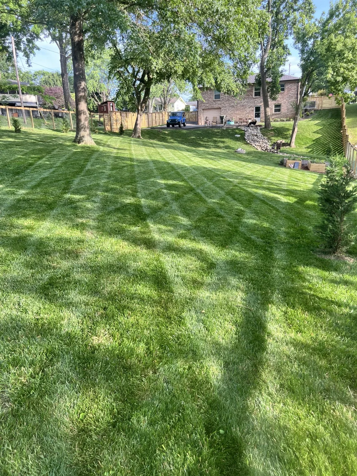 Recurring lawn care with clean mowing stripes